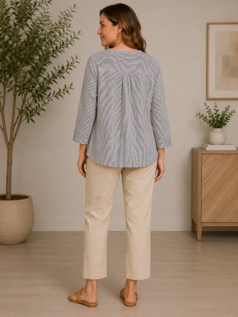 Joan Rivers Light Gray Ribbed Knit Top - Picture 3 of 6